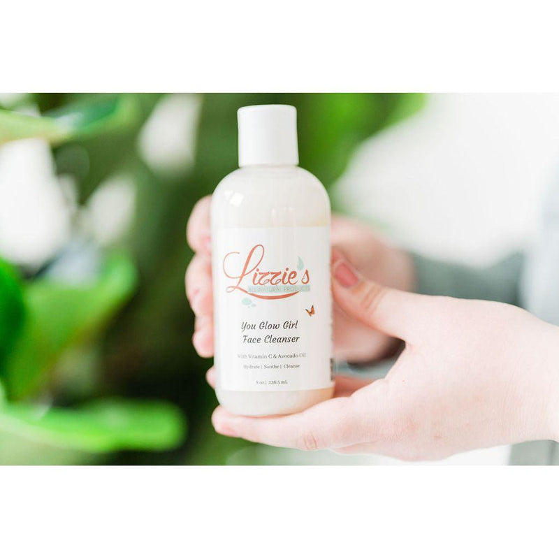 Lizzie's All-natural Products You Glow Girl Facial Cleanser Dark Olive Green 8 oz,2 oz. Travel Size