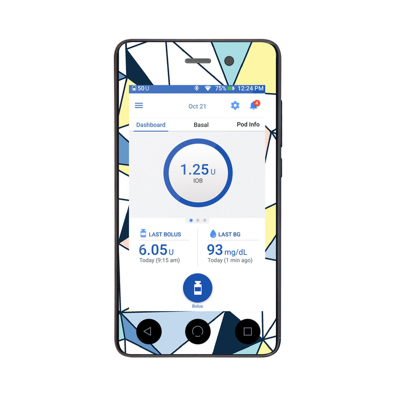 Peelz Winter Geometric Sticker for Omnipod DASH® PDM – Pump Peelz Peelz/Stickers White Smoke Whole System Peelz (front + case),Front Peelz