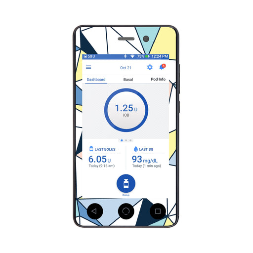 Peelz Winter Geometric Sticker for Omnipod DASH® PDM – Pump Peelz Peelz/Stickers White Smoke Whole System Peelz (front + case),Front Peelz