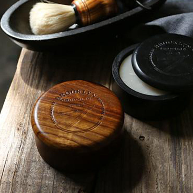 Brooklyn Grooming Wood Shaving Bowl - Dark Oak Shaving Bowl Gray