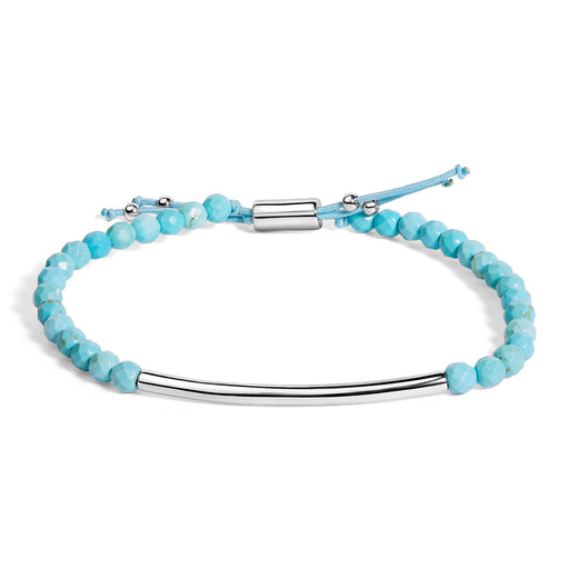 Bids.com Sterling Silver Turquoise Beads Station Bracelet with Bolo Clasp Bracelets White Smoke White.Sterling Silver / 8.5