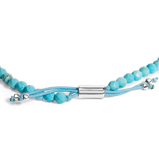 Bids.com Sterling Silver Turquoise Beads Station Bracelet with Bolo Clasp Bracelets White Smoke White.Sterling Silver / 8.5