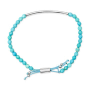 Bids.com Sterling Silver Turquoise Beads Station Bracelet with Bolo Clasp Bracelets White Smoke White.Sterling Silver / 8.5
