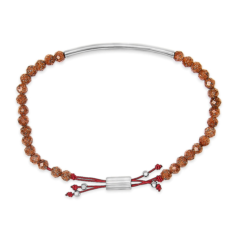 Bids.com Sterling Silver Sand Bead Station Bracelet Bolo Bracelets White Smoke White.Sterling Silver / 8.5