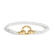 Bids.com 18K Yellow Gold Vermeil Pearl Infinity Lock Tennis Bracelet Bracelets White Smoke Yellow.Sterling Silver / 7