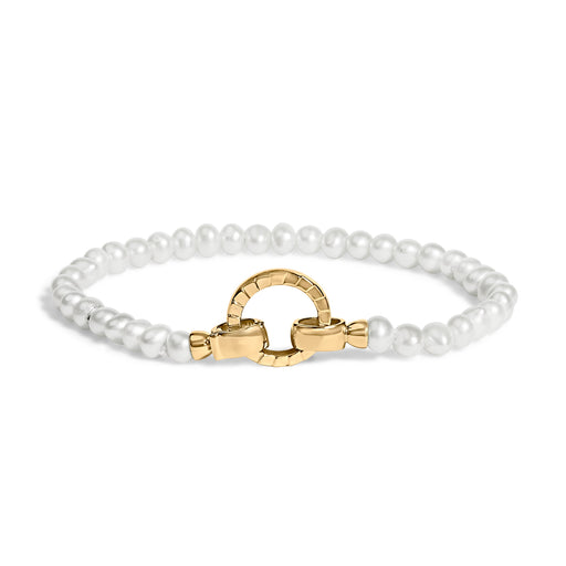 Bids.com 18K Yellow Gold Vermeil Pearl Infinity Lock Tennis Bracelet Bracelets White Smoke Yellow.Sterling Silver / 7
