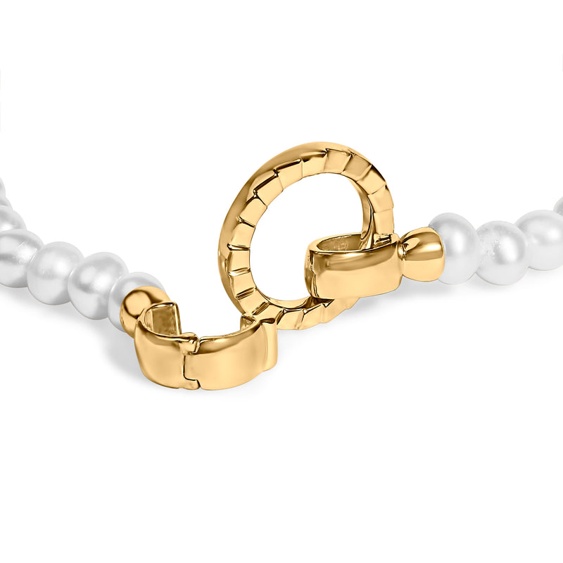 Bids.com 18K Yellow Gold Vermeil Pearl Infinity Lock Tennis Bracelet Bracelets White Smoke Yellow.Sterling Silver / 7