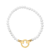 Bids.com 18K Yellow Gold Vermeil Pearl Infinity Lock Tennis Bracelet Bracelets White Smoke Yellow.Sterling Silver / 7