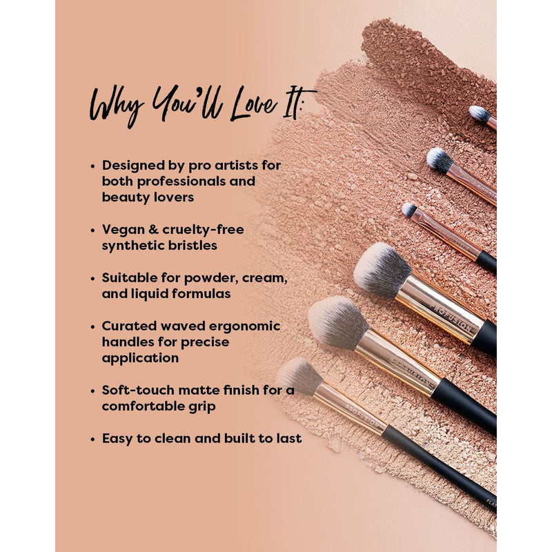 Profusion Cosmetics Artistry Face Essentials | 3-pc Artistry Face Brush Set Makeup Brushes Tan