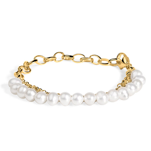 Bids.com 18K Yellow Gold Vermeil Cultured Pearl Station Link Bracelet Bracelets White Smoke Yellow.Sterling Silver / 7.25