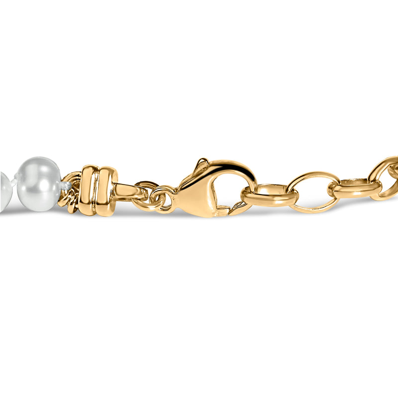 Bids.com 18K Yellow Gold Vermeil Cultured Pearl Station Link Bracelet Bracelets White Smoke Yellow.Sterling Silver / 7.25