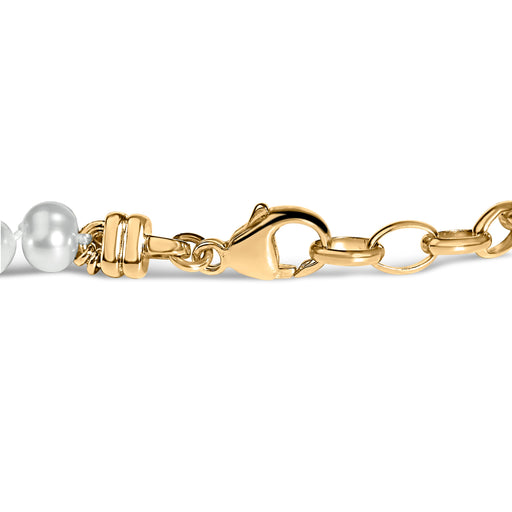 Bids.com 18K Yellow Gold Vermeil Cultured Pearl Station Link Bracelet Bracelets White Smoke Yellow.Sterling Silver / 7.25