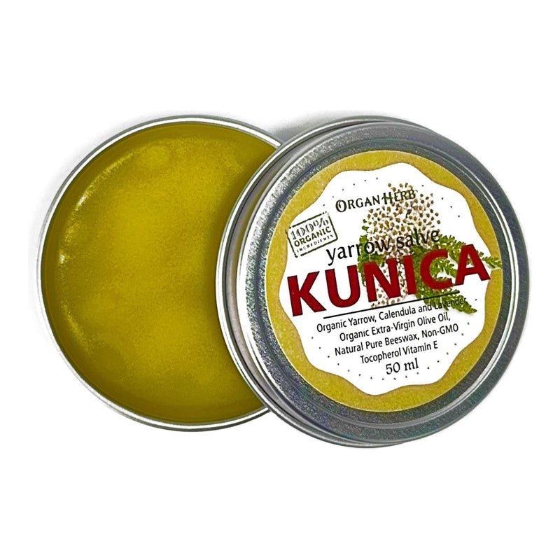 OrganHerb OrganHerb Organic Yarrow Salve (Kunica) 2 oz – Natural Soothing Salve for Skin Comfort Organic Salves Olive Drab