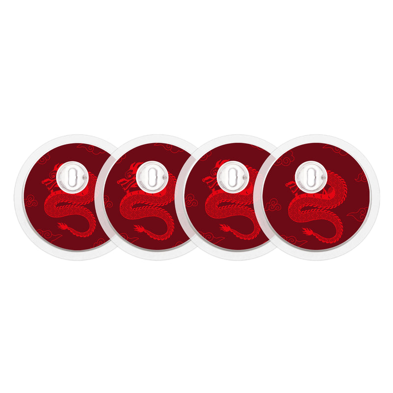 Peelz Year of the Dragon Sticker Designed for the FreeStyle Libre 3 Plus & Lingo  Sensor Peelz/Stickers White Smoke 4-pack (Set of 4 Stickers)