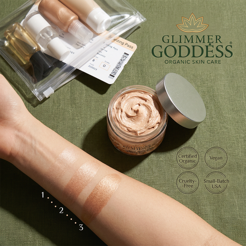 Glimmer Goddess® Organic Skin Care Organic Shimmer Body Butter 2 oz – Travel Shimmer Dim Gray Bronze (Single Jar) / Subtle Level 1,Bronze (Single Jar) / Sexy Level 2,Bronze (Single Jar) / Super Level 3,Diamond (Single Jar) / Subtle Level 1,Diamond (Single Jar) / Sexy Level 2,Diamond (Single Jar) / Super Level 3,Gold (Single Jar) / Subtle Level 1,G