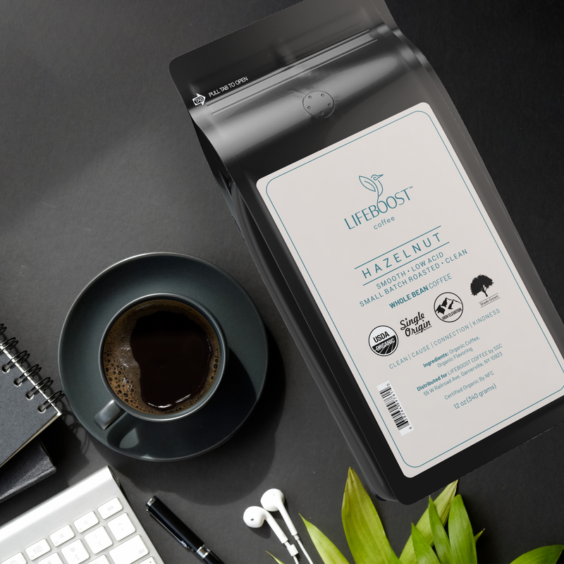 Lifeboost Coffee Hazelnut Flavored Coffee Dark Slate Gray Whole Bean / 1,Whole Bean / 3,Whole Bean / 6,Ground / 1,Ground / 3,Ground / 6