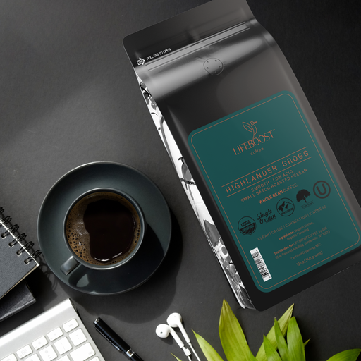 Lifeboost Coffee Highlander Grogg Flavored Coffee Dark Slate Gray Whole Bean / 1,Whole Bean / 3,Whole Bean / 6,Ground / 1,Ground / 3,Ground / 6