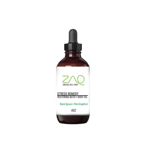 ZAQ Skin & Body Restoring Massage Body Oil - STRESS REMEDY - Black Spruce + Pink Grapefruit Beige 4oz