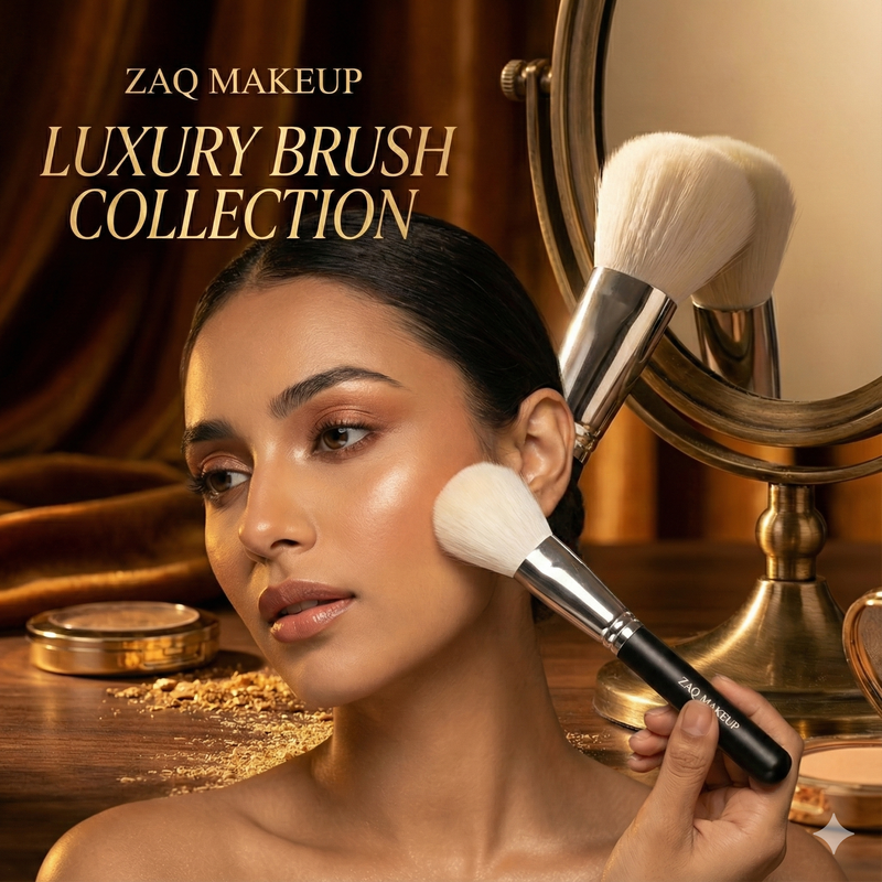 ZAQ Skin & Body Large Flat Blush Powder Brush Make Up Black
