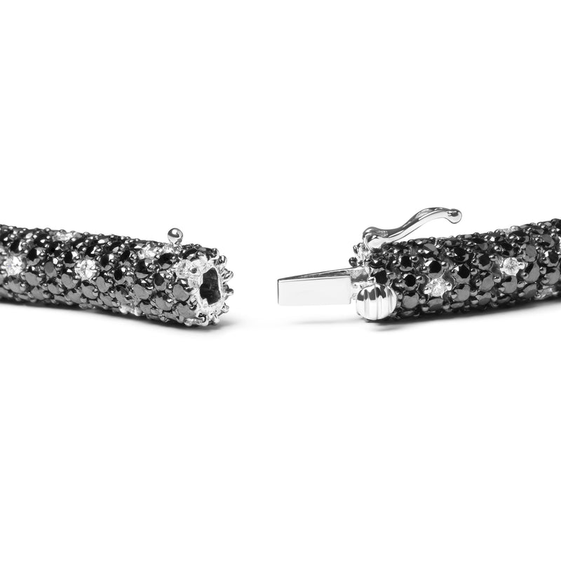 Bids.com 18K White Gold 20.0 Cttw Black and White Pave Set Diamond Eternity Snake Skin Style Tennis Bracelet (Black and G-H Color, SI1-SI2 Clarity) - Size 7" Bracelets White Smoke White.Gold / 7