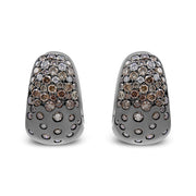 Bids.com Black Rhodium over 18K White Gold 2 1/4 Cttw Prong and Bezel Set White and Brown Diamond Huggy Hoop Earring (F-G/Brown Color, VS1-VS2 Clarity) Earrings White Smoke Black.Gold / 2.22