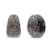 Bids.com Black Rhodium over 18K White Gold 2 1/4 Cttw Prong and Bezel Set White and Brown Diamond Huggy Hoop Earring (F-G/Brown Color, VS1-VS2 Clarity) Earrings White Smoke Black.Gold / 2.22