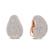 Bids.com 18K Rose Gold 13 1/5 Cttw Micro-Pave Diamond Sculptural Design Statement Omega Back Earrings (G-H Color, SI1-SI2 Clarity) Earrings White Smoke Rose.Gold / 13.19