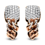 Bids.com 18K Rose Gold 3/4 Cttw Round Diamond Pave Cuban Chain Huggie Earrings (G-H Color, SI1-SI2 Clarity) Earrings White Smoke Rose.Gold / 0.82