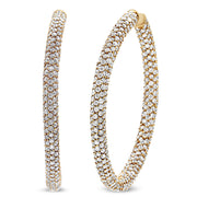 Bids.com 18K Rose Gold 6.90 Cttw Pave Set Diamond Inside Out Eternity Hoop Earrings (F-G Color, VS1-VS2 Clarity) Earrings White Smoke Rose.Gold / 6.9