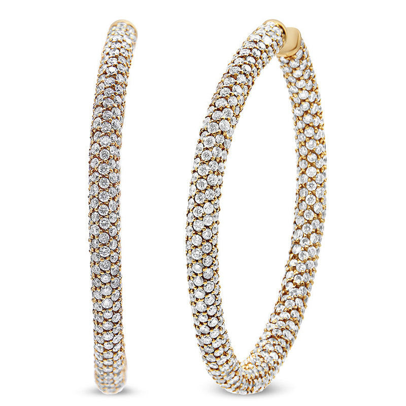 Bids.com 18K Rose Gold 6.90 Cttw Pave Set Diamond Inside Out Eternity Hoop Earrings (F-G Color, VS1-VS2 Clarity) Earrings White Smoke Rose.Gold / 6.9