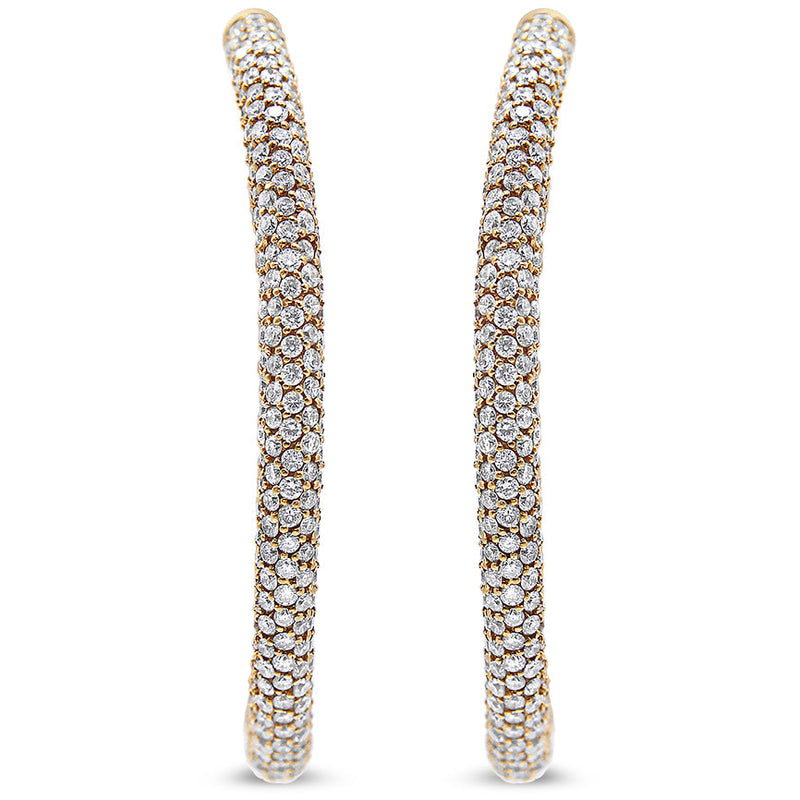 Bids.com 18K Rose Gold 6.90 Cttw Pave Set Diamond Inside Out Eternity Hoop Earrings (F-G Color, VS1-VS2 Clarity) Earrings White Smoke Rose.Gold / 6.9