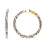 Bids.com 18K Rose Gold 6.90 Cttw Pave Set Diamond Inside Out Eternity Hoop Earrings (F-G Color, VS1-VS2 Clarity) Earrings White Smoke Rose.Gold / 6.9