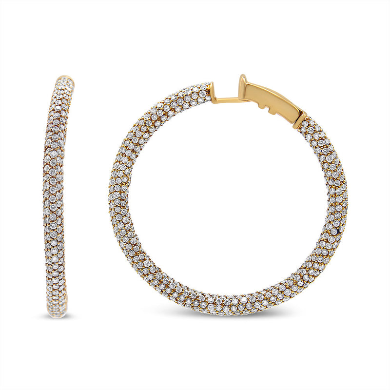 Bids.com 18K Rose Gold 6.90 Cttw Pave Set Diamond Inside Out Eternity Hoop Earrings (F-G Color, VS1-VS2 Clarity) Earrings White Smoke Rose.Gold / 6.9