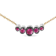 Bids.com 18K Rose Gold 3/4 Cttw Pave Diamonds and Graduated Red Ruby Gemstone Curved Bar Choker Necklace (G-H Color, SI1-SI2 Clarity) - Adjustable up to 14" - 16.5" Necklaces White Smoke Rose.Gold / 16.5