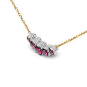 Bids.com 18K Rose Gold 3/4 Cttw Pave Diamonds and Graduated Red Ruby Gemstone Curved Bar Choker Necklace (G-H Color, SI1-SI2 Clarity) - Adjustable up to 14" - 16.5" Necklaces White Smoke Rose.Gold / 16.5