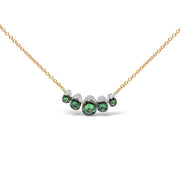 Bids.com 18K Rose Gold 3/4 Cttw Pave Diamonds and Graduated Green Tsavorite Gemstone Curved Bar Choker Necklace (G-H Color, SI1-SI2 Clarity) - Adjustable up to 14" - 16.5" Necklaces White Smoke Rose.Gold / 16.5