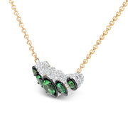 Bids.com 18K Rose Gold 3/4 Cttw Pave Diamonds and Graduated Green Tsavorite Gemstone Curved Bar Choker Necklace (G-H Color, SI1-SI2 Clarity) - Adjustable up to 14" - 16.5" Necklaces White Smoke Rose.Gold / 16.5