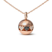 Bids.com 18K Rose Gold 3/8 Cttw Black and White Diamond Ball with Filigree Heart and Cluster Design 18" Pendant Necklace (Black and G-H Color, SI1-SI2 Clarity) Necklaces White Smoke Rose.Gold / 18
