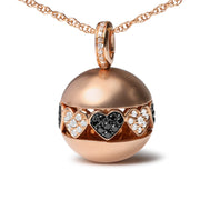 Bids.com 18K Rose Gold 3/8 Cttw Black and White Diamond Ball with Filigree Heart and Cluster Design 18" Pendant Necklace (Black and G-H Color, SI1-SI2 Clarity) Necklaces White Smoke Rose.Gold / 18