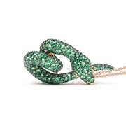 Bids.com 18K Rose Gold Round Green Tsavorite Gemstone Cluster Spiral Snake Design 18" Pendant Necklace (AAA+ Quality) Necklaces White Smoke Rose.Gold / 18