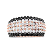 Bids.com 18K Rose Gold 2 1/5 Cttw Black and White Diamond 6 Row Band Ring (F-G and Black Color, VS1-VS2 Clarity) - Ring Size 7 Rings White Smoke 7 / Rose.Gold