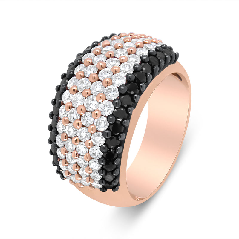 Bids.com 18K Rose Gold 2 1/5 Cttw Black and White Diamond 6 Row Band Ring (F-G and Black Color, VS1-VS2 Clarity) - Ring Size 7 Rings White Smoke 7 / Rose.Gold