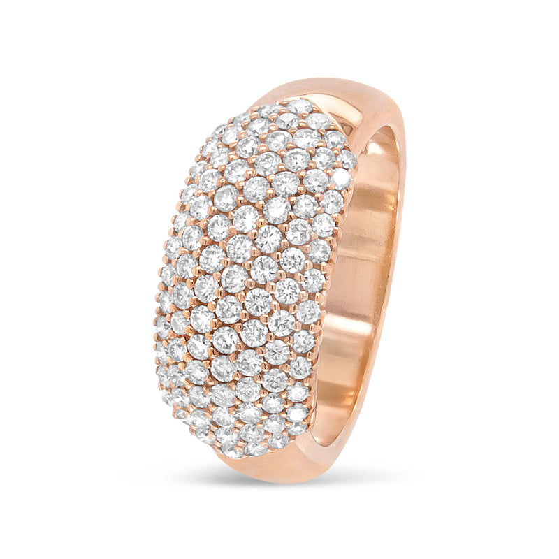 Bids.com 18K Rose Gold 1.00 Cttw Diamond Multi Row Dome Band Ring (F-G Color, VS1-VS2 Clarity) - Ring size 7 Rings White Smoke 7 / Rose.Gold