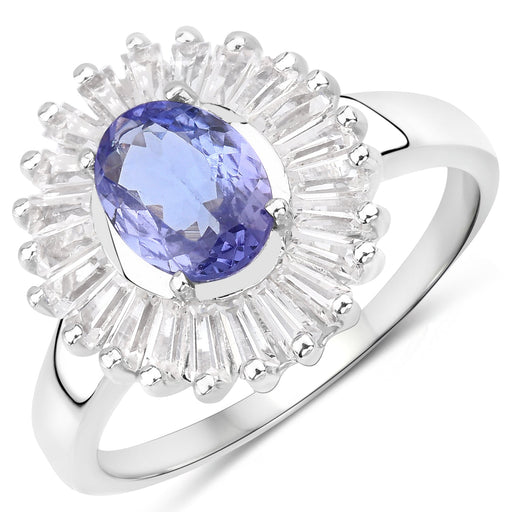 Bids.com 2.47 Carat Genuine Tanzanite and White Topaz .925 Sterling Silver Ring Rings White Smoke size 6.00,size 7.00,size 8.00,size 9.00,size 5.00,size 10.00