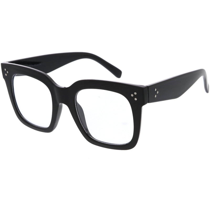 zeroUV Bold Oversize Square Horn Rimmed Flat Lens Clear Glasses D093 Sunglasses White Smoke Black / Clear,Clear / Clear,Clear-Gray / Clear,Black Tortoise / Clear,Shiny Brown / Clear
