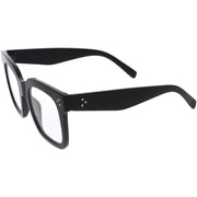 zeroUV Bold Oversize Square Horn Rimmed Flat Lens Clear Glasses D093 Sunglasses White Smoke Black / Clear,Clear / Clear,Clear-Gray / Clear,Black Tortoise / Clear,Shiny Brown / Clear