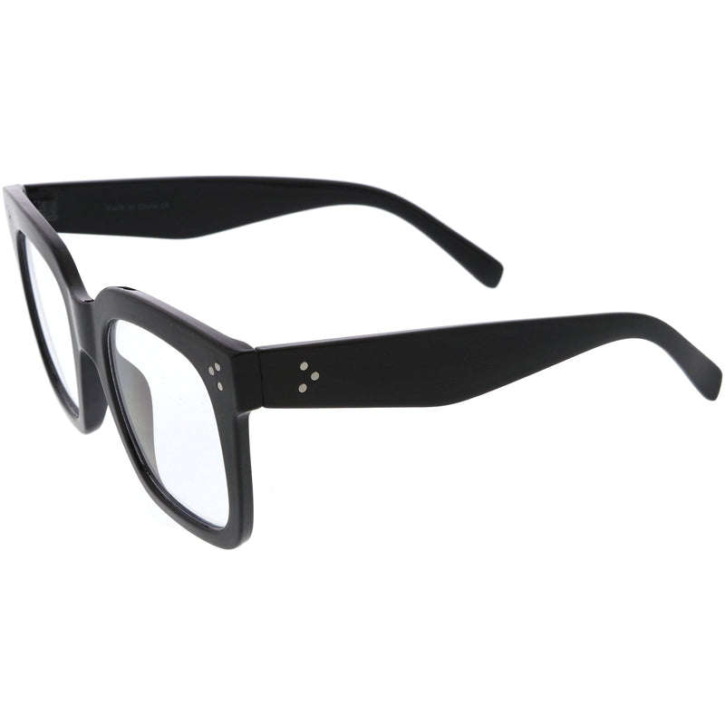 zeroUV Bold Oversize Square Horn Rimmed Flat Lens Clear Glasses D093 Sunglasses White Smoke Black / Clear,Clear / Clear,Clear-Gray / Clear,Black Tortoise / Clear,Shiny Brown / Clear