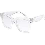 zeroUV Bold Oversize Square Horn Rimmed Flat Lens Clear Glasses D093 Sunglasses White Smoke Black / Clear,Clear / Clear,Clear-Gray / Clear,Black Tortoise / Clear,Shiny Brown / Clear