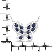 Bids.com 2.16 Carat Genuine Blue Sapphire and White Zircon .925 Sterling Silver Necklace Necklaces White Smoke