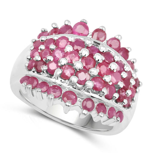 Bids.com 2.70 Carat Genuine Ruby .925 Sterling Silver Ring Rings White Smoke size 7.00,size 6.00,size 8.00,size 9.00